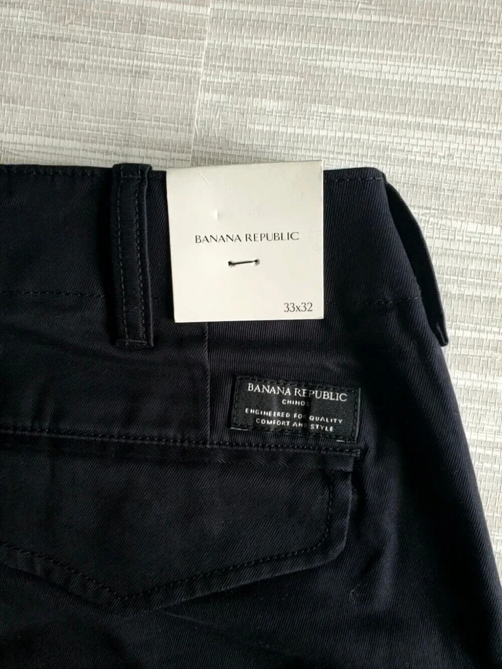 Banana Republic Men’s Relaxed Stretch Chino Pants Black 33x32 Work Casual NWT